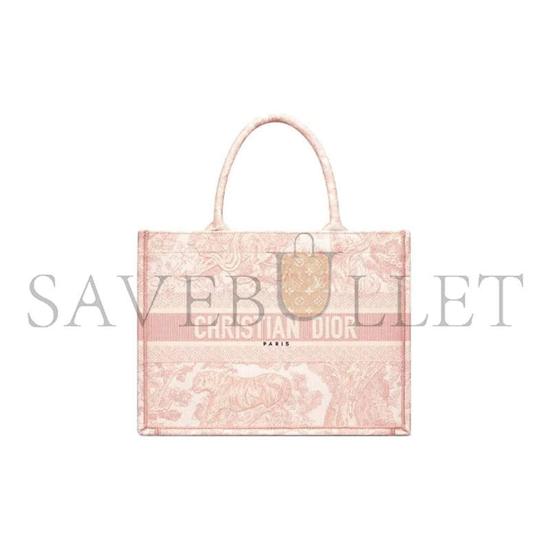 DIOR CANVAS TOILE DE JOUY EMBROIDERED MEDIUM BOOK TOTE PINK M1296ZJTI-M956 (36*27*16.5cm)